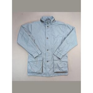 Peter Millar Blue Micro Check Hooded Rain Jacket Coat Mens Large